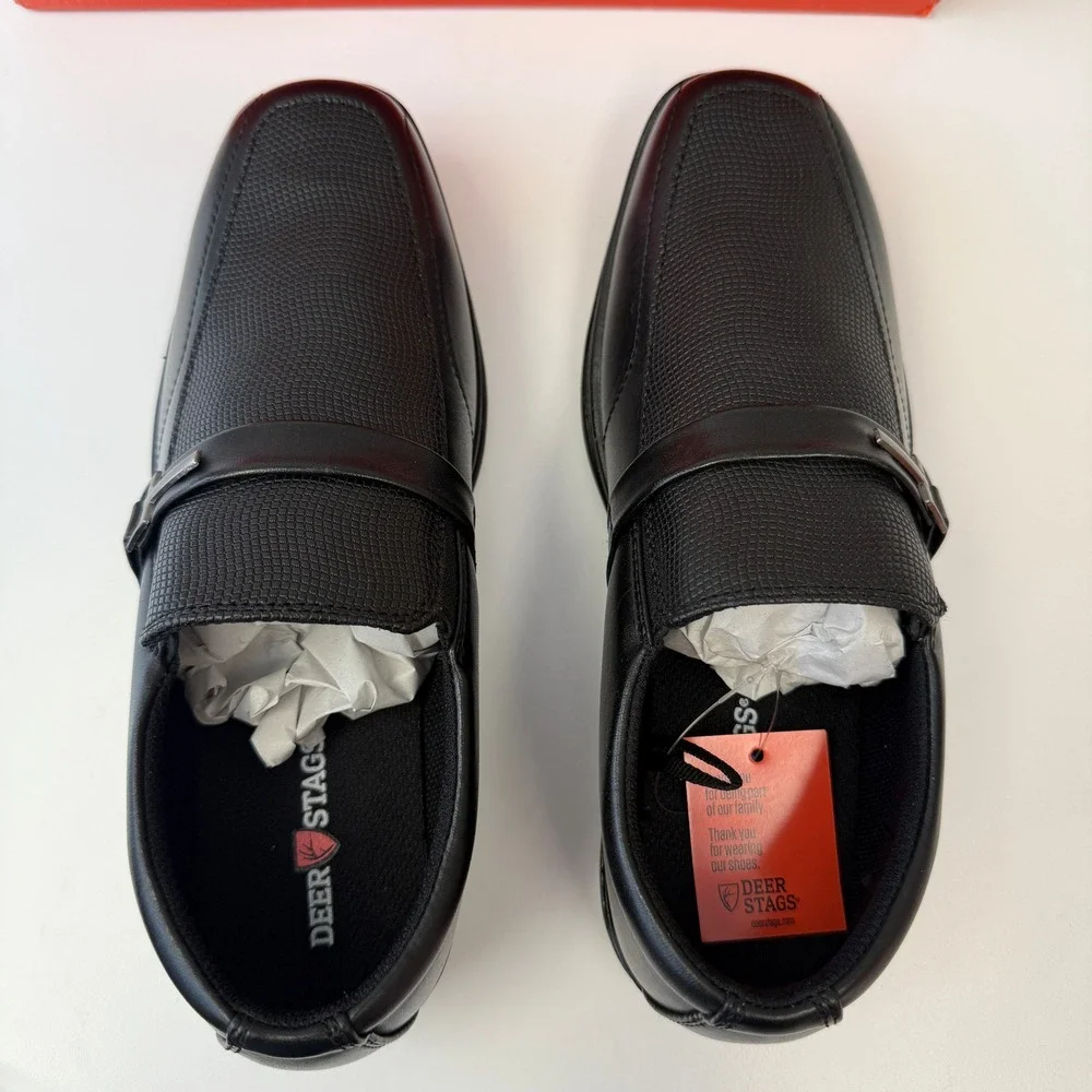 Deer Stags Boys Bold Slip-On Dress Comfort Loafer Size 4.5 Big Kid Black Concert